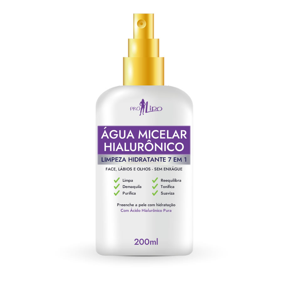 AGUA MICELAR COM ACIDO HIALURONICO E THALASFERAS - 200ml - Pró Vida Farma