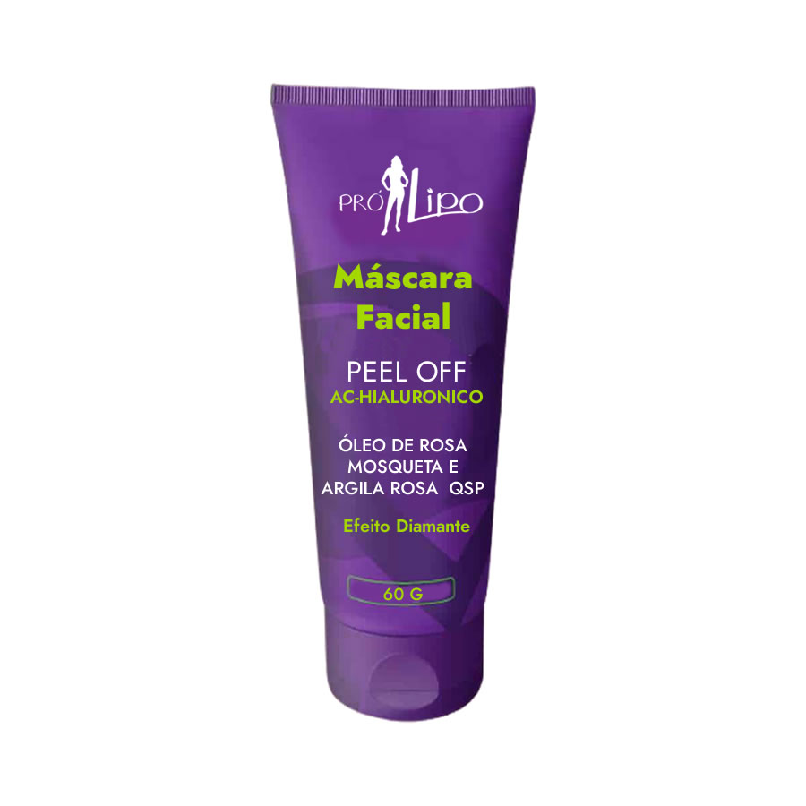 MÁSCARA FACIAL PEEL OFF AC HIALURONICO,OLEO DE ROSA MOSQUETA E ARGILA ROSA QSP 60 g ( EFEITO DIAMANTE) - Pró Vida Farma