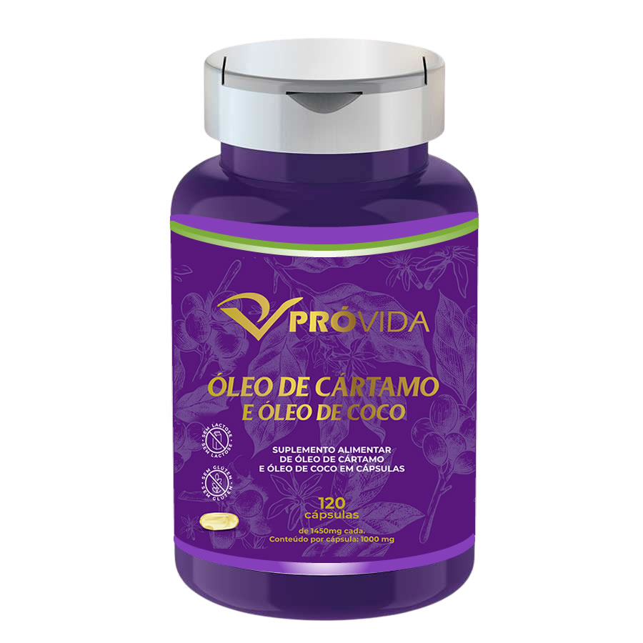 Óleo de Cartamo + Óleo de Coco 1000 mg - 120 Cápsulas - Pró Vida Farma