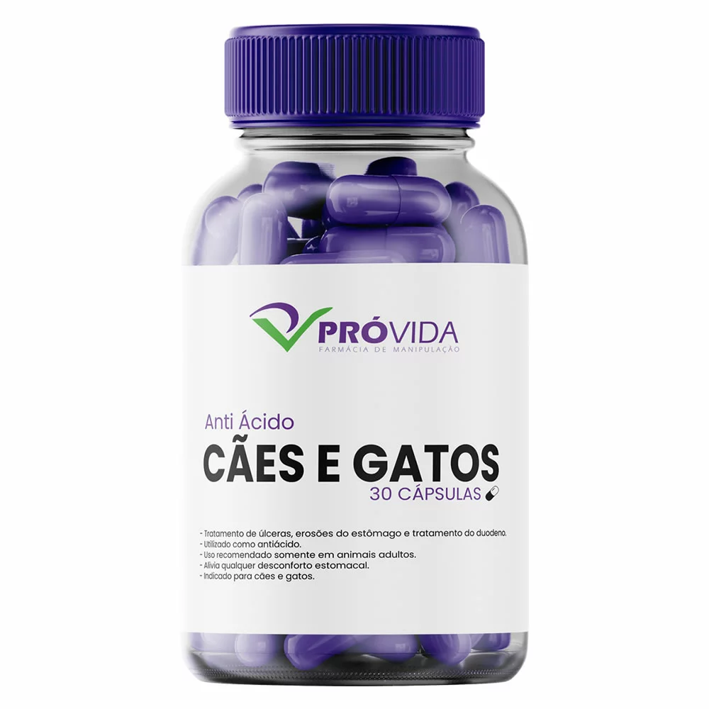 Anti Ácido para cães e gatos - 30 cápsulas - Pró Vida Farma