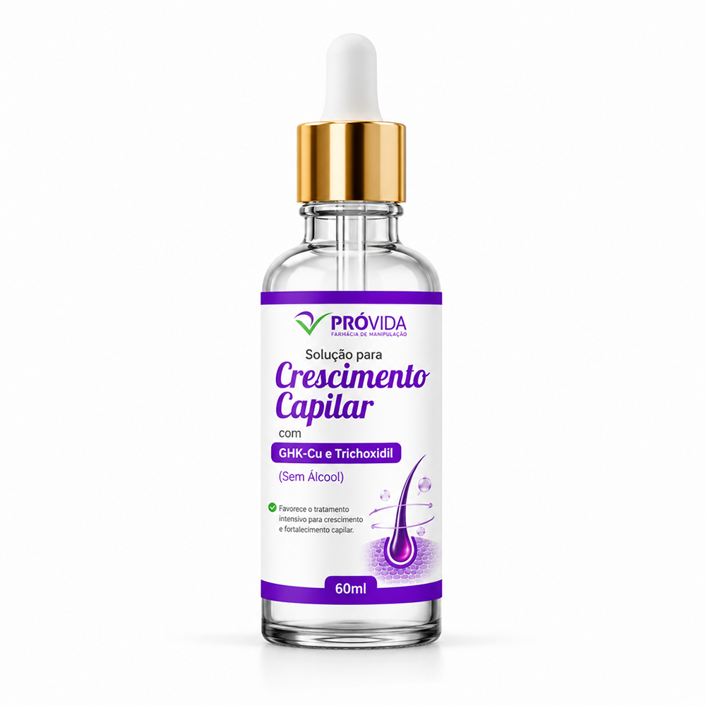 Solução para Crescimento Capilar com GHK-Cu e Trichoxidil (Sem Álcool) 60ml - Pró Vida Farma